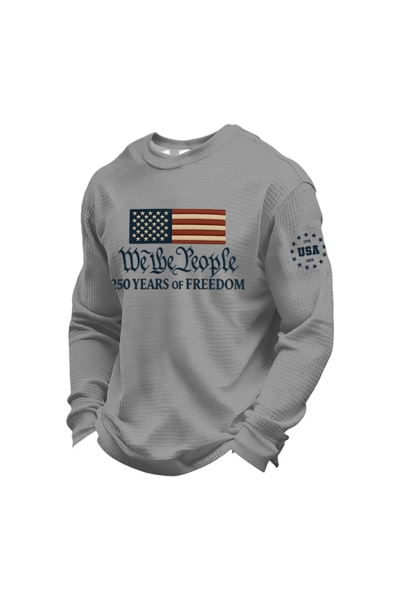 250th Anniversary Usa Shirt Men's Novelty Waffle Fabric Pullover Patriotic Tee