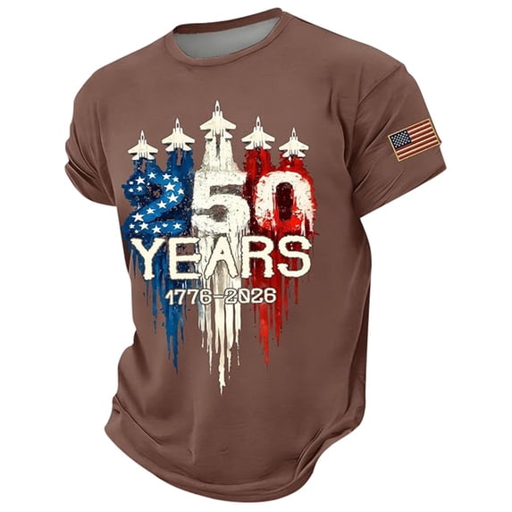 250th Anniversary Usa Shirt Men's Shirts Short Sleeve Independence Day Freedom T-Shirt Crew Neck Athletic Fit America Pullover Activewear