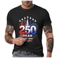 thumbnail image 1 of 250th Anniversary Usa Shirt Men's USA Flag Distressed Graphic T-shirt Tops 4th of July Independence Day (Black,L), 1 of 6
