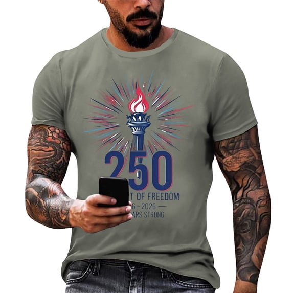 250th Anniversary Usa Shirt Short Sleeve Mens T-Shirts American Flag America 250 Shirt for Celebrate 250 Year American Anniversary Patriotic Shirts