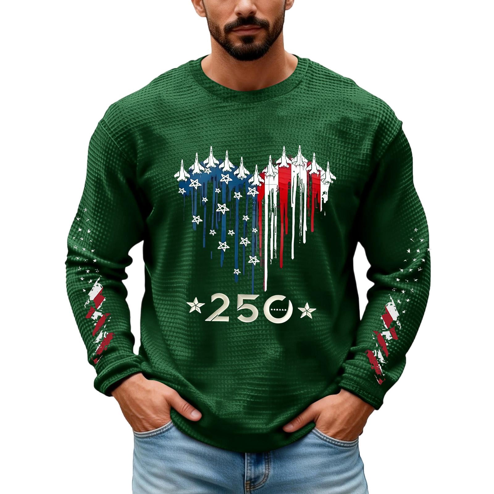 250th Anniversary Usa Shirt for Men American Flag Graphic Long Sleeve ...