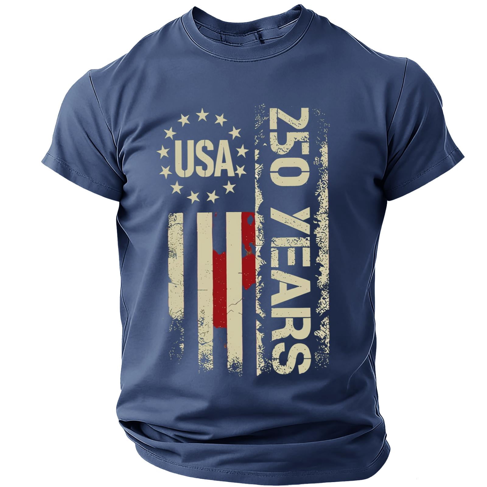250th Anniversary USA Mens Shirts Short Sleeve Tshirts Loose