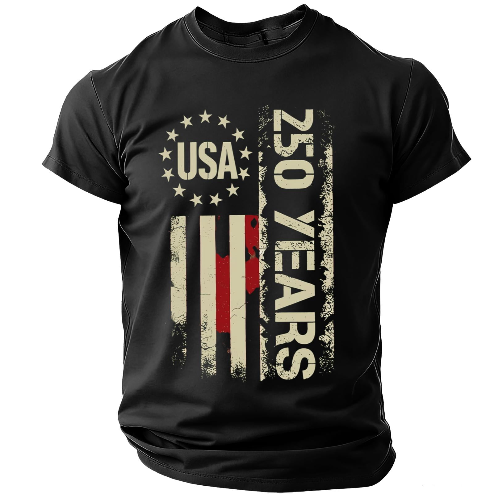 250th Anniversary USA Mens Shirts Short Sleeve Tshirts Loose