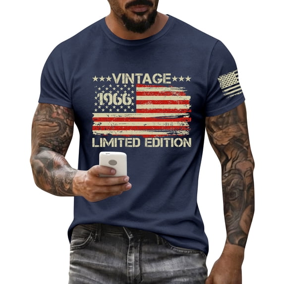 250th Anniversary USA Shirts for Men Short Sleeve Tshirts Casual American Flag Print Tops Independence Day Patriotic Pullover 4th of July Celebration Party Crew Neck Tees Navy 3XL