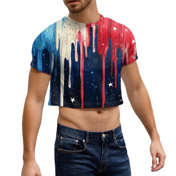 250th Anniversary Usa Shirts Men Usa Flag Boxy Short Sleeve T Shirts 2026 Patriotic Red Blue and White 1776 Crew Neck Cropped Graphic Tees S
