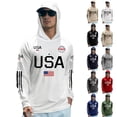 thumbnail image 1 of 250th Anniversary Usa Shirts Men's Hoodie Sun Protection Shirt Long Sleeve Quick Dry USA Flag Hooded Sweatshirt Sun Protection Fishing Shirts 4th of July 250 Year Patriotic Hiking Shirts Black L, 1 of 5