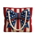 thumbnail image 1 of 250th Anniversary Usa Women's Patriotic Bow Star Quilted Tote Bags Large Capacity Top Handle Shoulder Purses CasualTravel Bags for Women Daily Use, 1 of 9