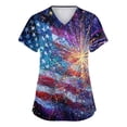 thumbnail image 1 of 250th Anniversary USA Womens Scrub Tops Casual V Neck American Flag Print Scrubs Short Sleeve 4th of July Patriotic Scrub Shirts Medical Nurse Workwear Nursing Uniform with Pockets Dark Blue XL, 1 of 5