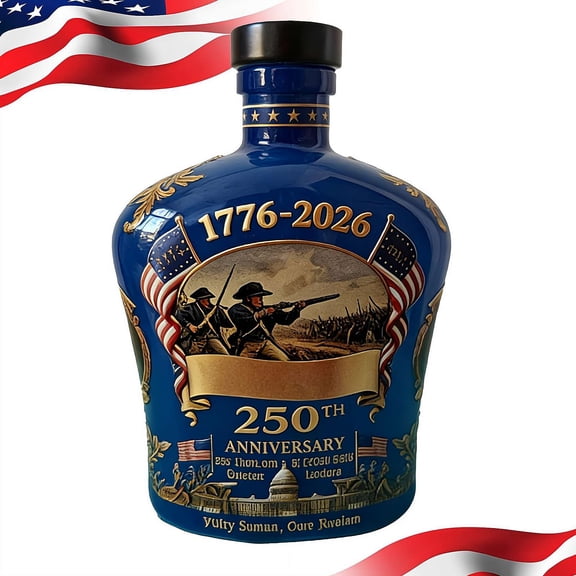 250th Anniversary Whiskey Bottle,250th Anniversary Commemorative Whiskey Glass,1776-2026 Independence Day Decorative Glass for Cocktail,Bourbon,Wine,Gift for Birthdays & Fathers Day