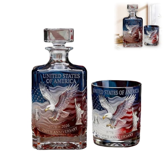 250th Anniversary Whiskey Bottle, U.S.250th Anniversary Whiskey Decanter, 250 Anniversaries Commemorative Whiskeys Bottle for Liquor Bourbon or Wine, Gift for Fathers Day