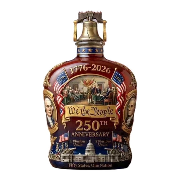 250th Anniversary Whiskey Bottle 1776-2026 Borosilicate Glass Eagle Bottle with Liberty Bell Top, Semiquincentennial Collectible