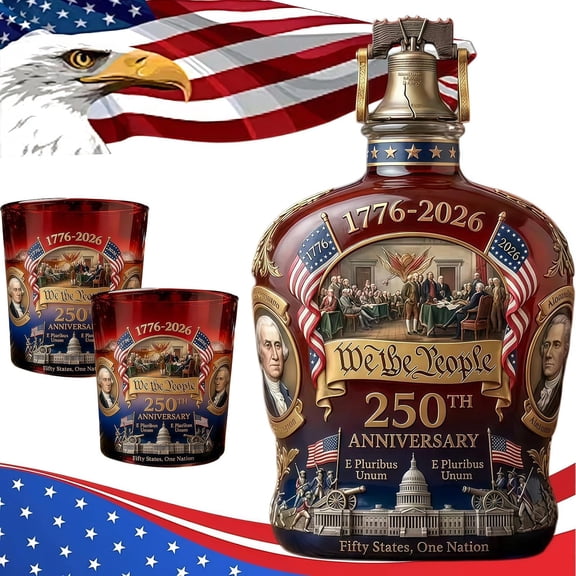 250th Anniversary Whiskey Decanter,1776‑2026 Engraved Liquor Bottle,Liberty Bell Stopper,Patriotic Bourbon Wine Decanter for Home Bar,Gift for Liquor Enthusiasts
