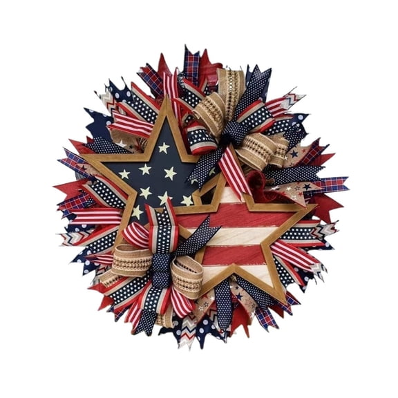 250th Anniversary Wreath, 15.7'' USA 250th Anniversary Merchandise for Front Door, Red White and Blue Patriotic Wreath All-Weather Farmhouse Outdoor Holiday Decoration