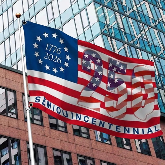 250th Anniversary of USA Commemorative Flag 4th of July Patriotic Memorial Flag 1776-2026 Merica Stars & Stripes Flag for Home Decor