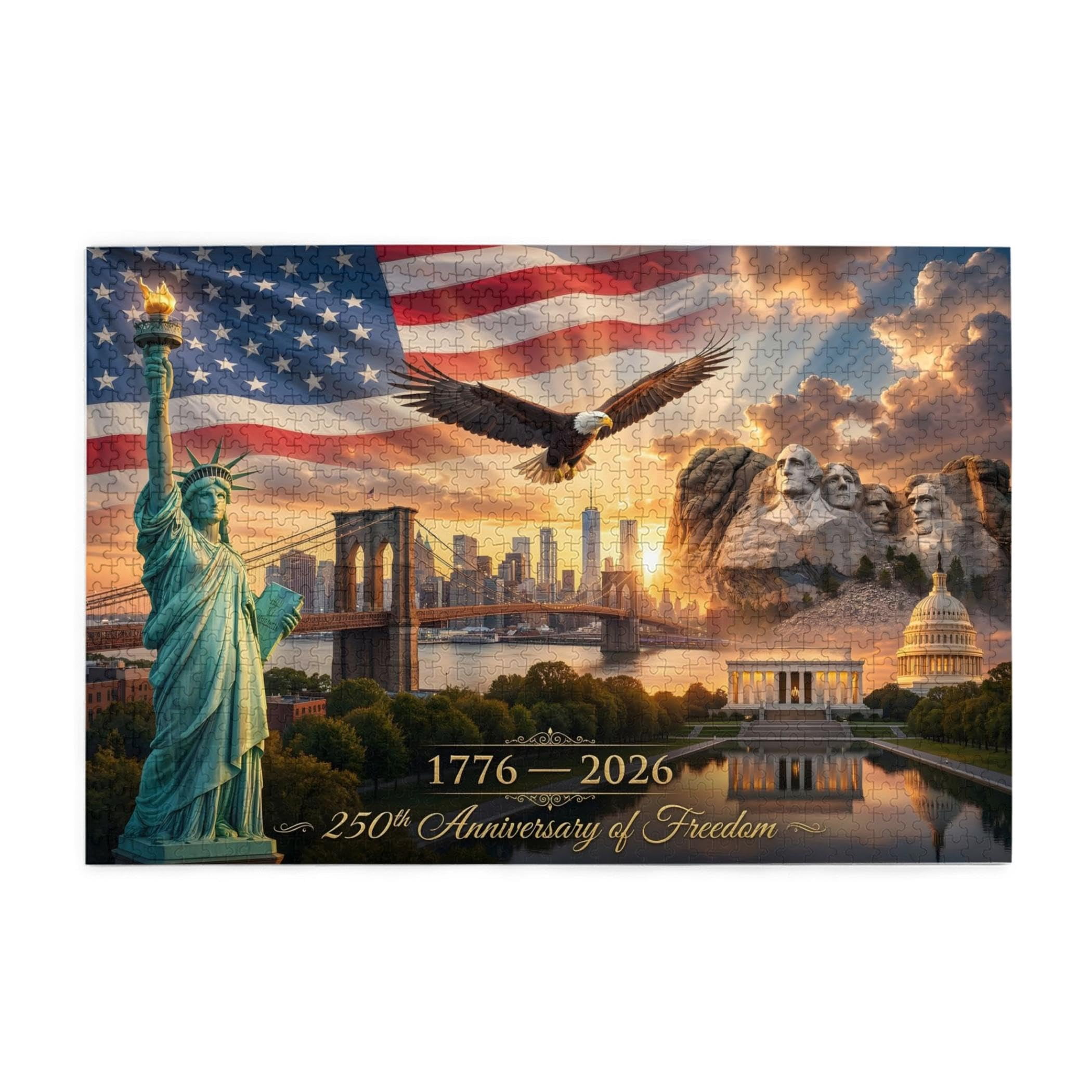 250th Anniversary of the USA Jigsaw Puzzle, 1000 Pieces 250 Years Independence Tribute, Family Game Nights Gift, 29.5" x 19.7"