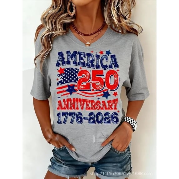 250th Anniversary of the United States Women's T-Shirt Round Neck Short ...