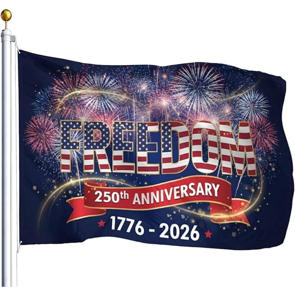 250th Anniversarys 1776-2026 Patriotic 250 Years Of Freedoms Flags For