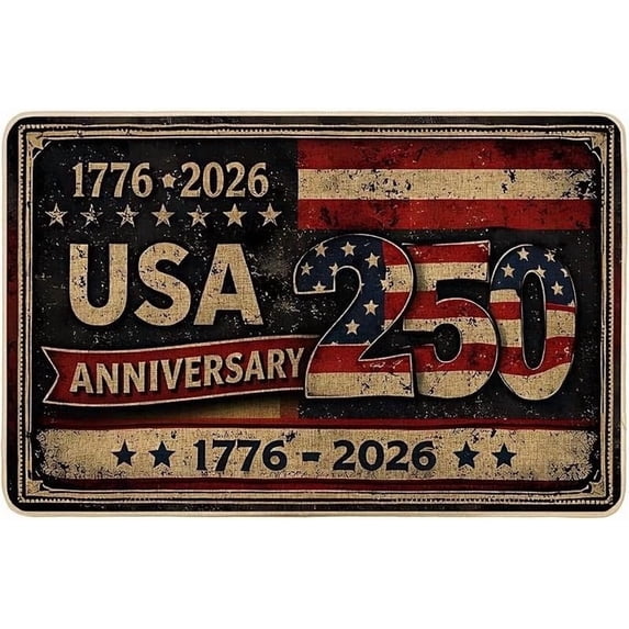 250th Door Mat, Patriotic Vintage USA Anniversary Outdoor Indoor Patio Entrance Door Mats Low Profile Non Slip Outside Inside Floor Mat Rugs for Home Decor