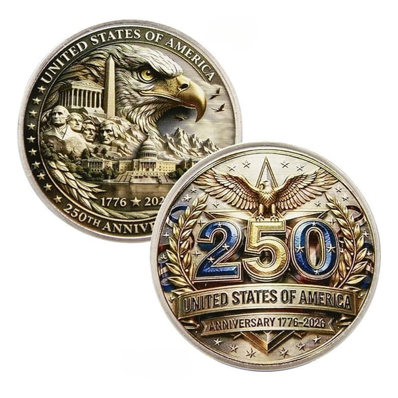 250th Independence Anniversary Commemorative Medallion 1776-2026 Bald Eagle Mount Rushmore Capitol Patriotic Decorative Collectible Medal Souvenir GiftBuy 2 Get 1 Free