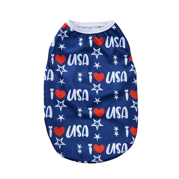 250th Independence Day Pet Outfit for Small Medium Cats Dogs, Festive Blue Patriotic Apparel, Soft Breathable Polyester Mesh Dog Cat Clothes, Adjustable Fit for July 4th Celebrations Daily Walks XS