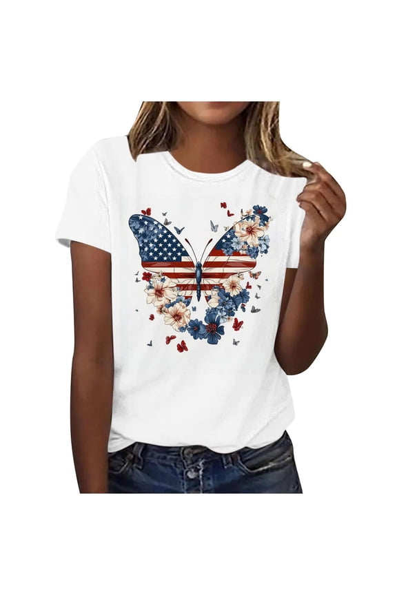 250th Independence Day Tops for Women 2026 American Flag Graphic Patriotic Tee Shirts 4th of July Short Sleeves Tunic
