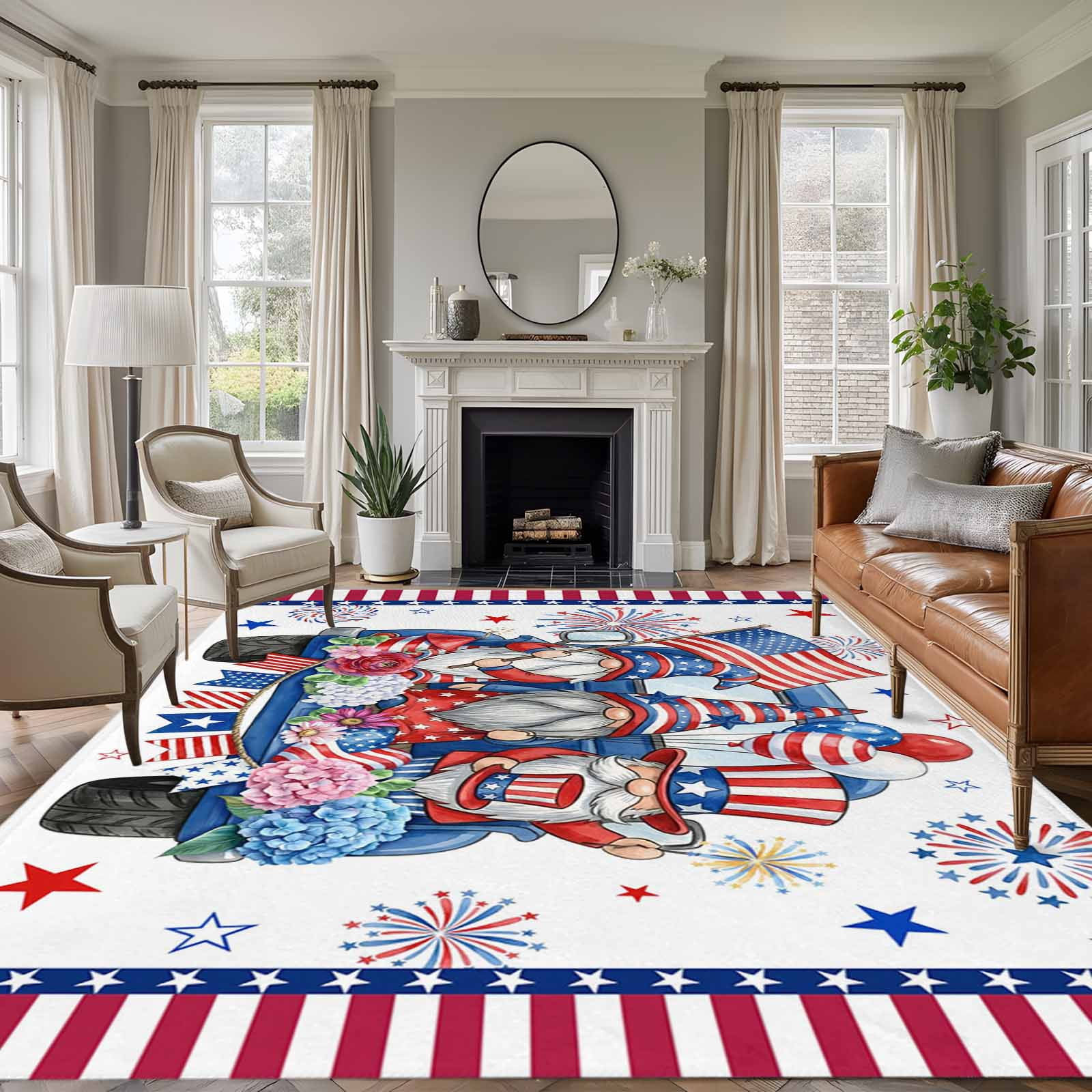 250th US Anniversary 6'x9' Rug for Dining Room Table and Chair Setup ...