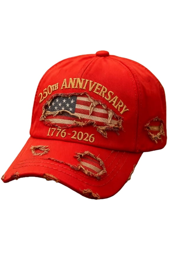 250th US Anniversary Distressed Denim Hat 1776–2026 Embroidered Patriotic Baseball Cap Adjustable Metal Buckle