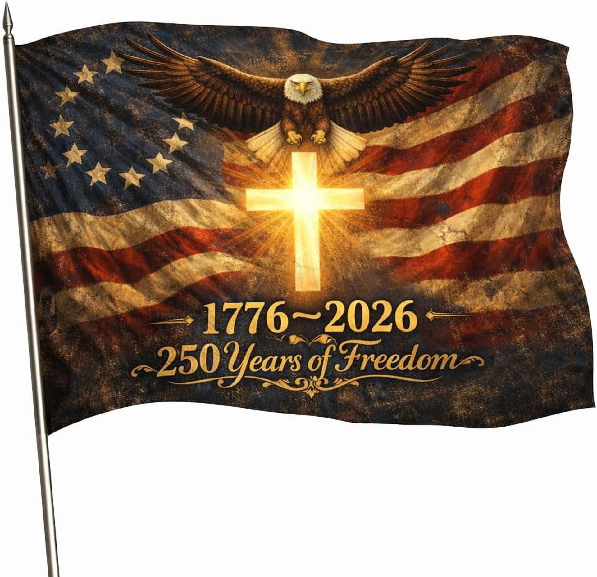 250th USA Flag – Double Sided 3-Ply Outdoor Banner, We The People 1776-2026, 4x6 FT for 4th of July Patriotic Decor