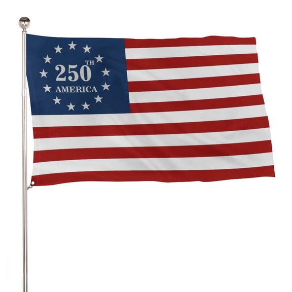 250th Year American Anniversary Flag 2x3 Ft Single Sided, 250th Anniversary Flag 1776-2026 250th Years Birthday Patriotic Decor for Indoor Outdoor