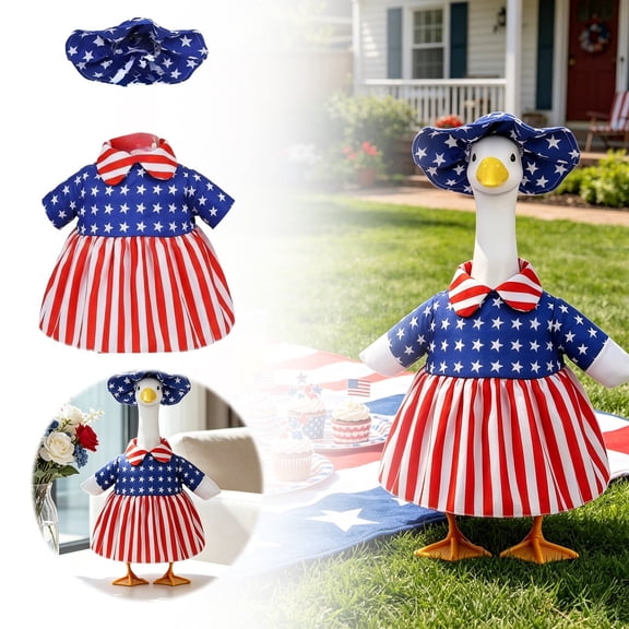 The 250th anniversary of the founding of the United States on July 4th Porch Goose Outfit Polyester Goose for Indoor Outdoor Holiday Yard Feature Sculptures & Statues for Garden Enhancements