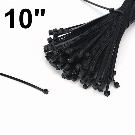 250x 10" Black Zip Ties Nylon Cable Fasteners Locking Plastic Cord Long Lot Pack