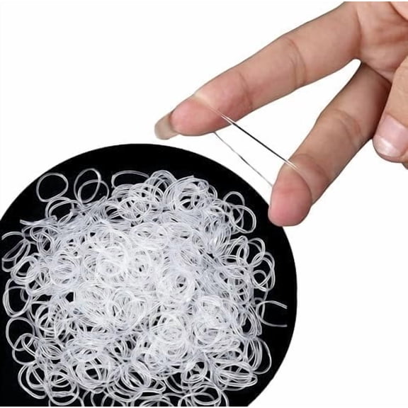 250x Clear Hair Elastics, Clear Rubber Bands For Hair Ties For Thin Hair, Mini, Plastic (With Box)