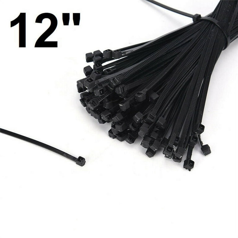 250x Large Zip Ties Black Nylon 12 Cable Fasteners Locking Plastic Cord  Long 