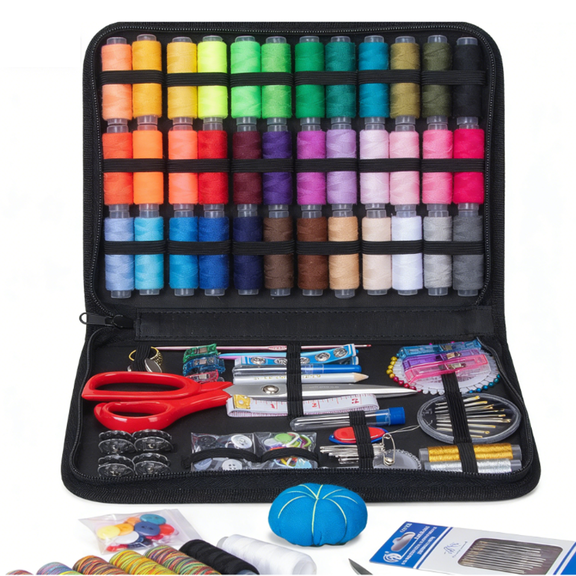 251pcs Sewing Kit  Comprehensive Sewing Supplies and Accessories Set with Multicolor Threads, Needles, Scissors, Buttons, Measuring Tape, Seam Ripper
