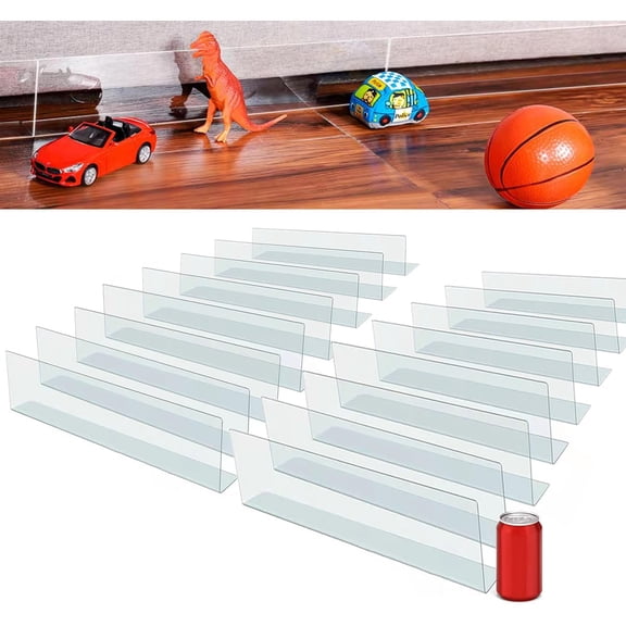 252" Total 16 Pack Under Couch Blocker for Bed & Sofa - Clear Adjustable Toy Guard & Pet Barrier - No-Drill Adhesive Furniture Gap Bumper for Hard Floors - Fits Gaps up to 4.5" H