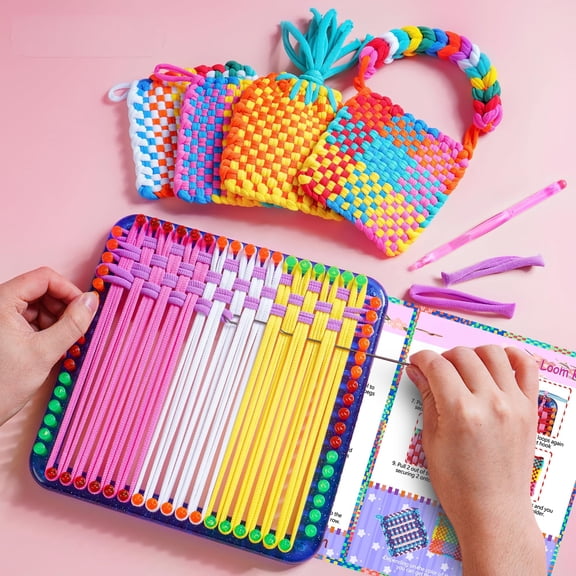 252- Weaving Loom Kit for and Adults, DIY Potholder Loom Knitting Set with Loops, Arts and Crafts Gift for and Girls 5-13