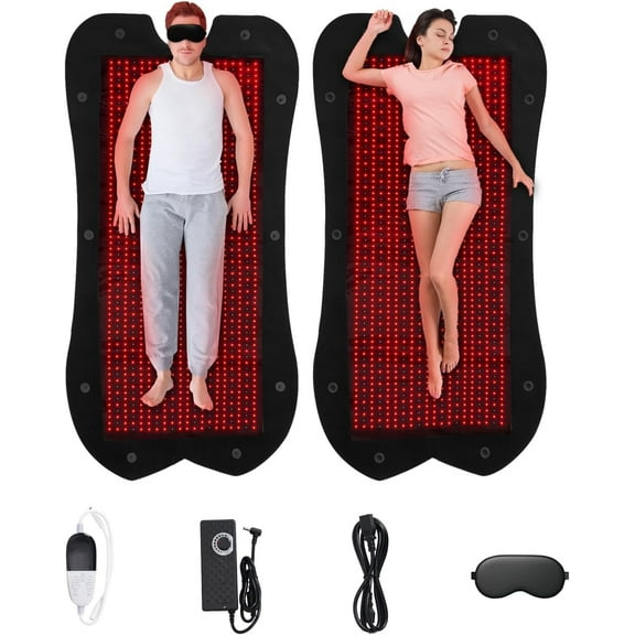 2520pcs LEDs Red Light Therapy mat for Body Pain Relief, Near Infrared Light Therapy Pad for Single or Double Use,Home Infrared Light Therapy Blanket for Waist Shoulder Belly Neck Knee Foot Dog