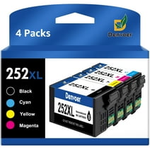 252XL 252 Ink Cartridge for Epson 252XL 252 XL T252 T252XL120 for Workforce WF-7110 WF-7710 WF-7720 WF-3640 WF-3620 WF-3630 WF-7610 Printer(Big Black, Cyan, Magenta, Yellow) 4 Pack