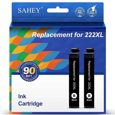 222XL Ink Cartridge Compatible for Epson 222 Ink Cartridges Replacement for Epson Workforce WF-2960 XP-5200(2 Black)
