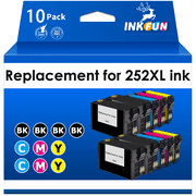 INKFUN Ink Replacement for Epson 252 Ink 252XL Ink Cartridges Combo Pack 10 Pack