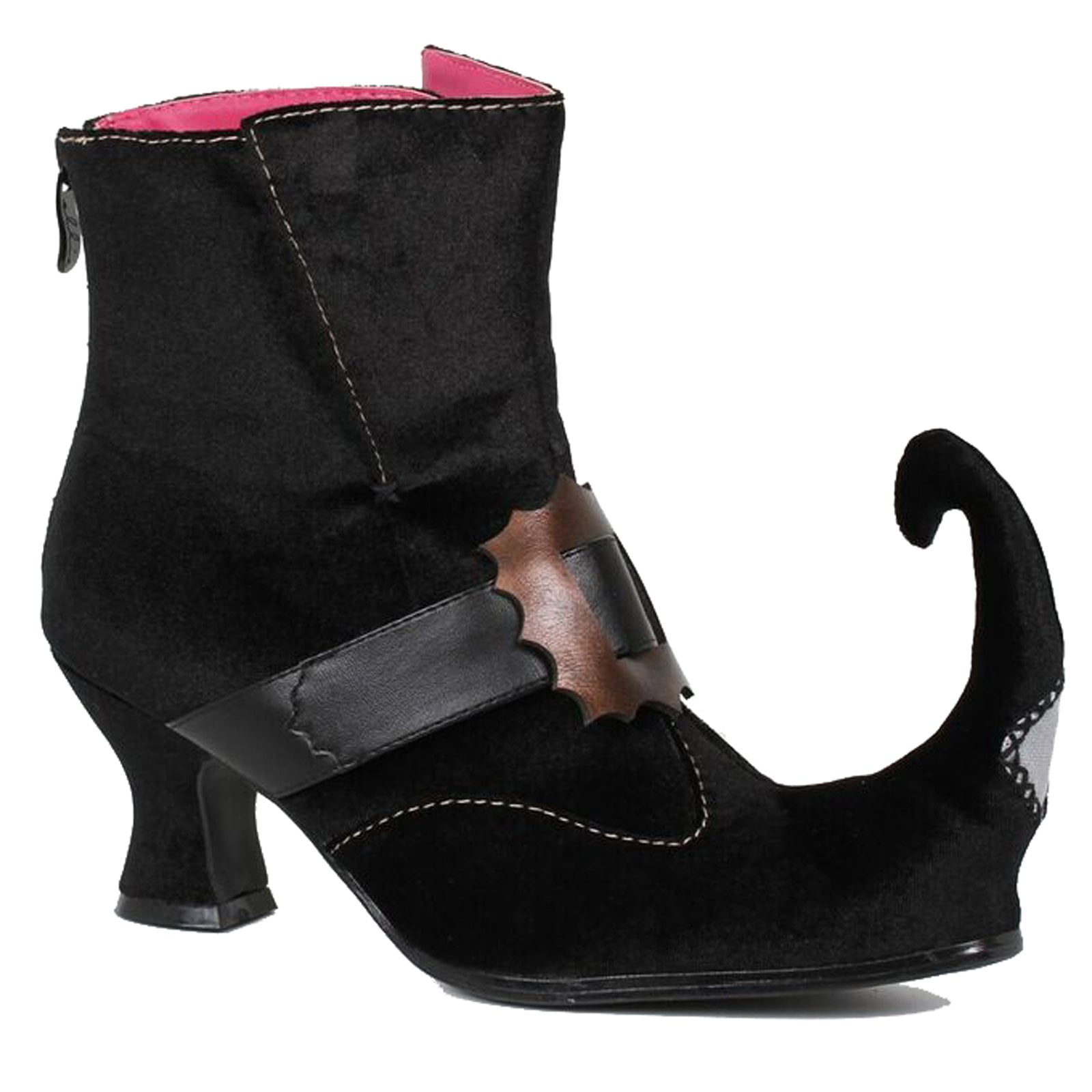 Irina Black Velvet Witch Ankle Boots with Buckle