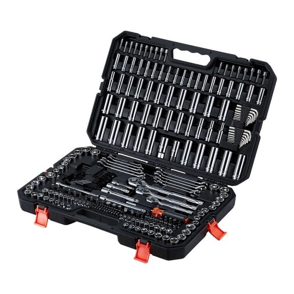 253-Piece Mechanic Tool Set - 1/4", 3/8", 1/2" Drive Socket Set - SAE & Metric - Wrenches, Bits & Storage Case - Automotive Repair Tool Kit