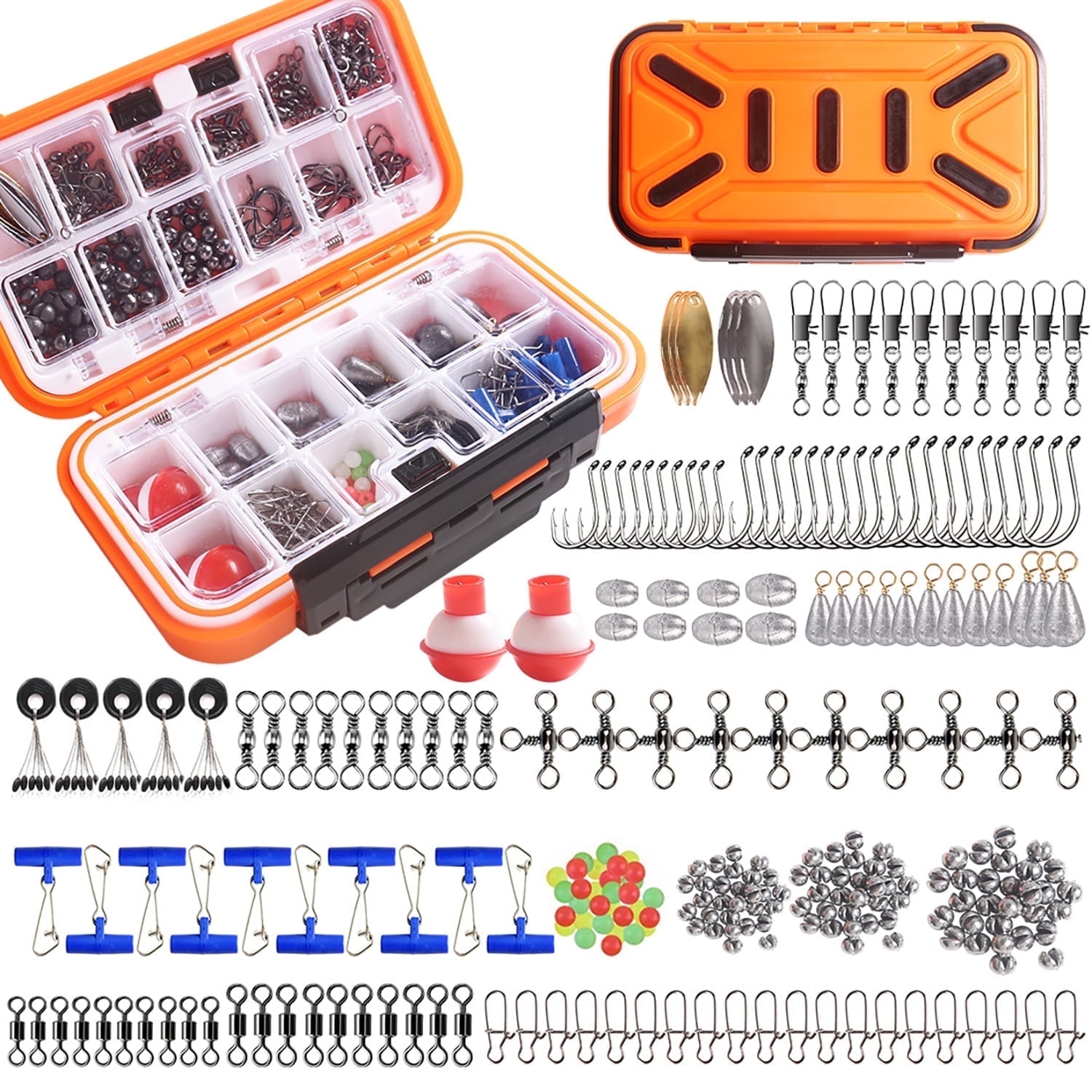254 Pcs Fishing Accessories Kit, Tackle Box with Bait Jig Hooks Float and other Fishing Gear
