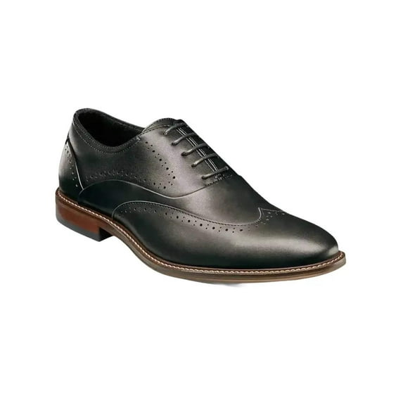 25489 Stacy Adams Leather Shoes Macarthur Wingtip Lace up Oxford Black