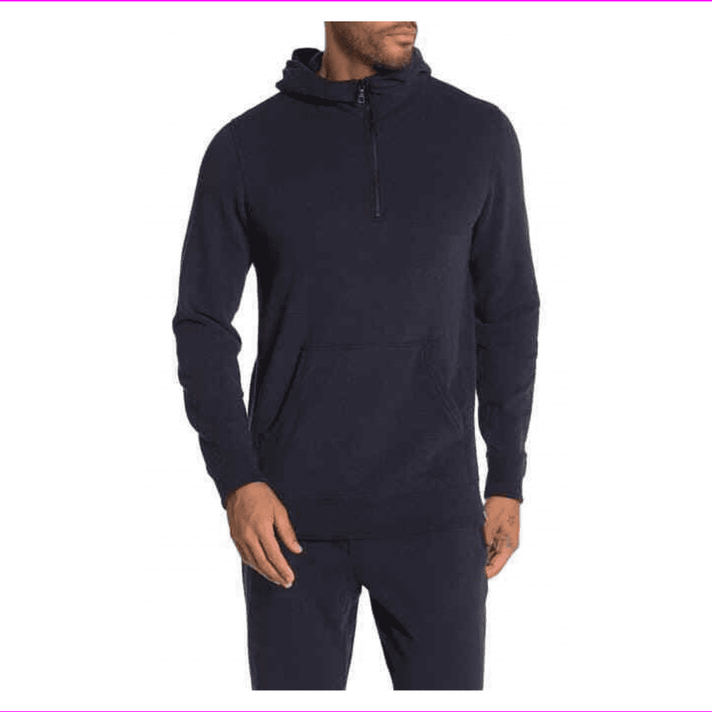 255 JASON SCOTT Hudson Quarter Zip Pullover Hoodie Dark Navy