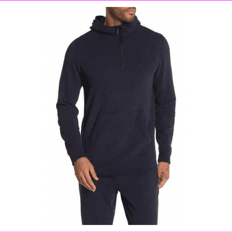 255 JASON SCOTT Hudson Quarter Zip Pullover Hoodie Dark Navy