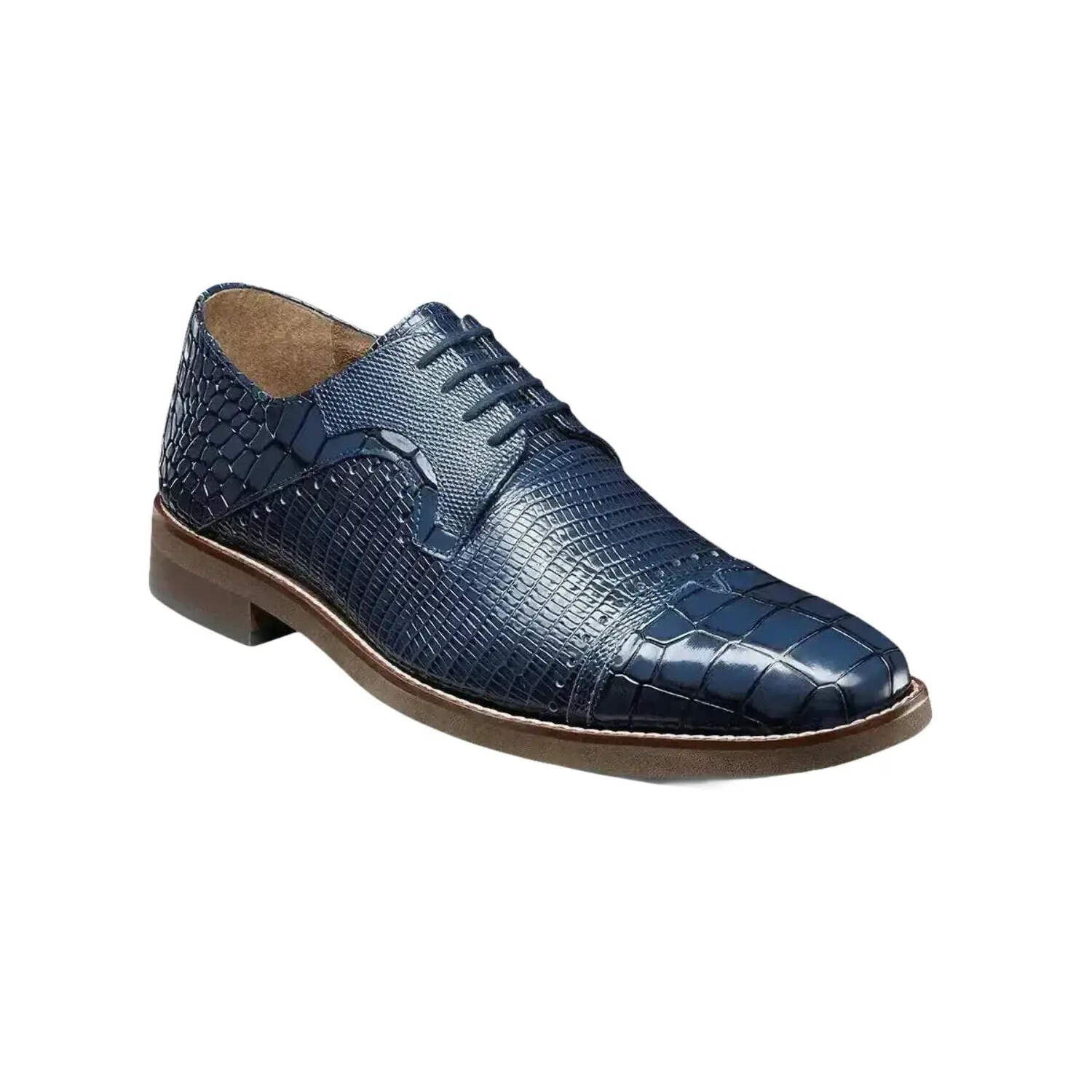 Stacy Adams Ostrich Navy Blue And Crocodile Sky Blue Derby Shoe Size 10 25681 Men main image 4