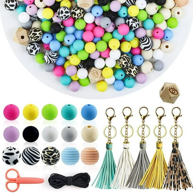 255Pcs Silicone Beads, Silicone Beads,12Mm 15Mm Loose Beads for Making 15  Colors Bead Bracelet Making Kit 