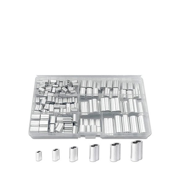 255pcs Aluminum Crimping Loop Sleeve Double Barrel Ferrule Assortment Kit M1.5/M2/M2.5/M3/M4/M5/M6