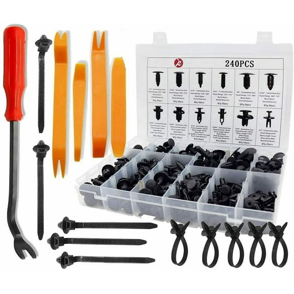 255pcs Car Body Plastic Trim Retainer Fastener Clips Push Pin Fender Bumper Tool